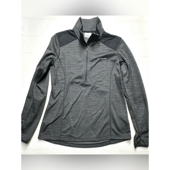 Columbia Tops - Columbia Women’s Medium 1/4 Zip Fleece Pullover Gray Black Thumbholes